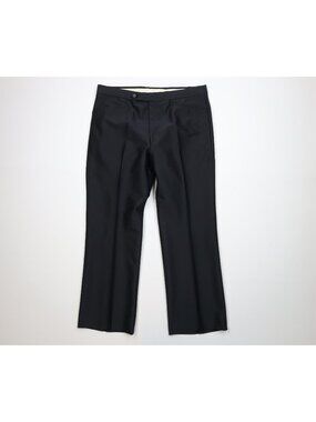 Vintage 70s Satin Striped Flared Wide Leg Chino Pants Mens W38 L30 Black USA